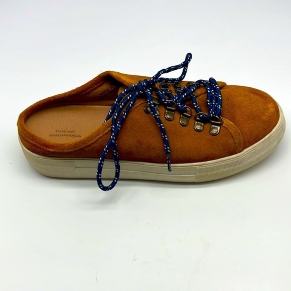 Urban Outfitters- Ivy Tan Suede Blue Lace Up Slip On Hiker Mule Size 6 - Picture 4 of 12